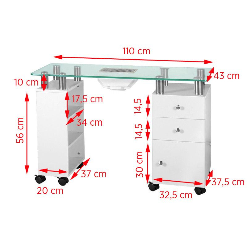 ACTIVESHOP Glass desk with 013b absorber, white