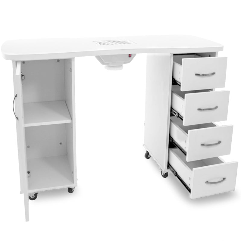 ActiveShop Desk 2027 White Two Cabinets with Dust Collector