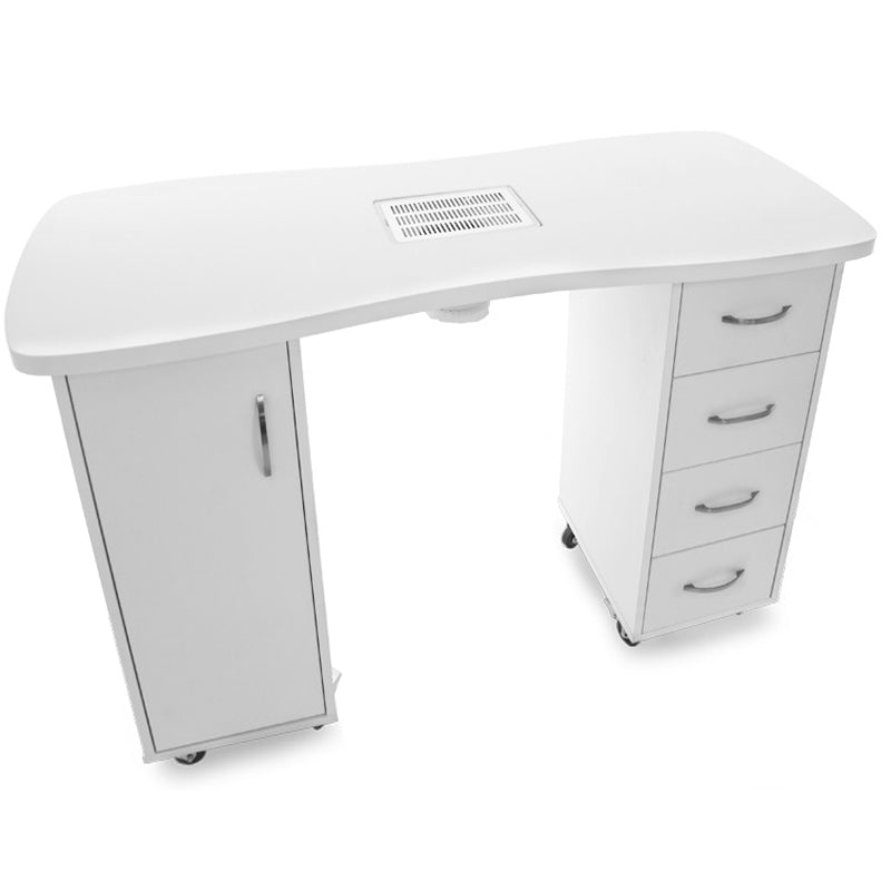 ActiveShop Desk 2027 White Two Cabinets with Dust Collector