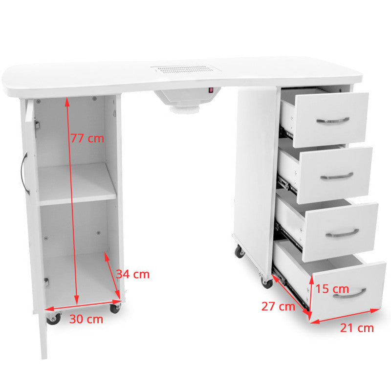 ActiveShop Desk 2027 White Two Cabinets with Dust Collector