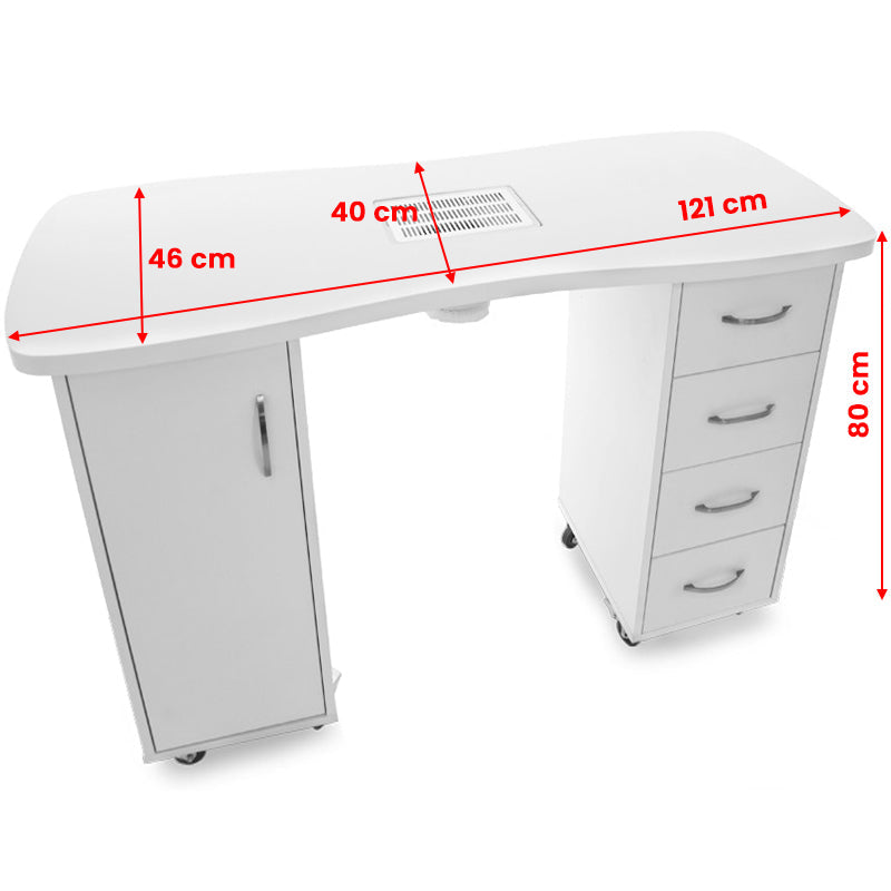 ActiveShop Desk 2027 White Two Cabinets with Dust Collector