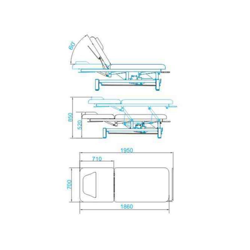 Electric bed for massage azzurro 684 1 strong White