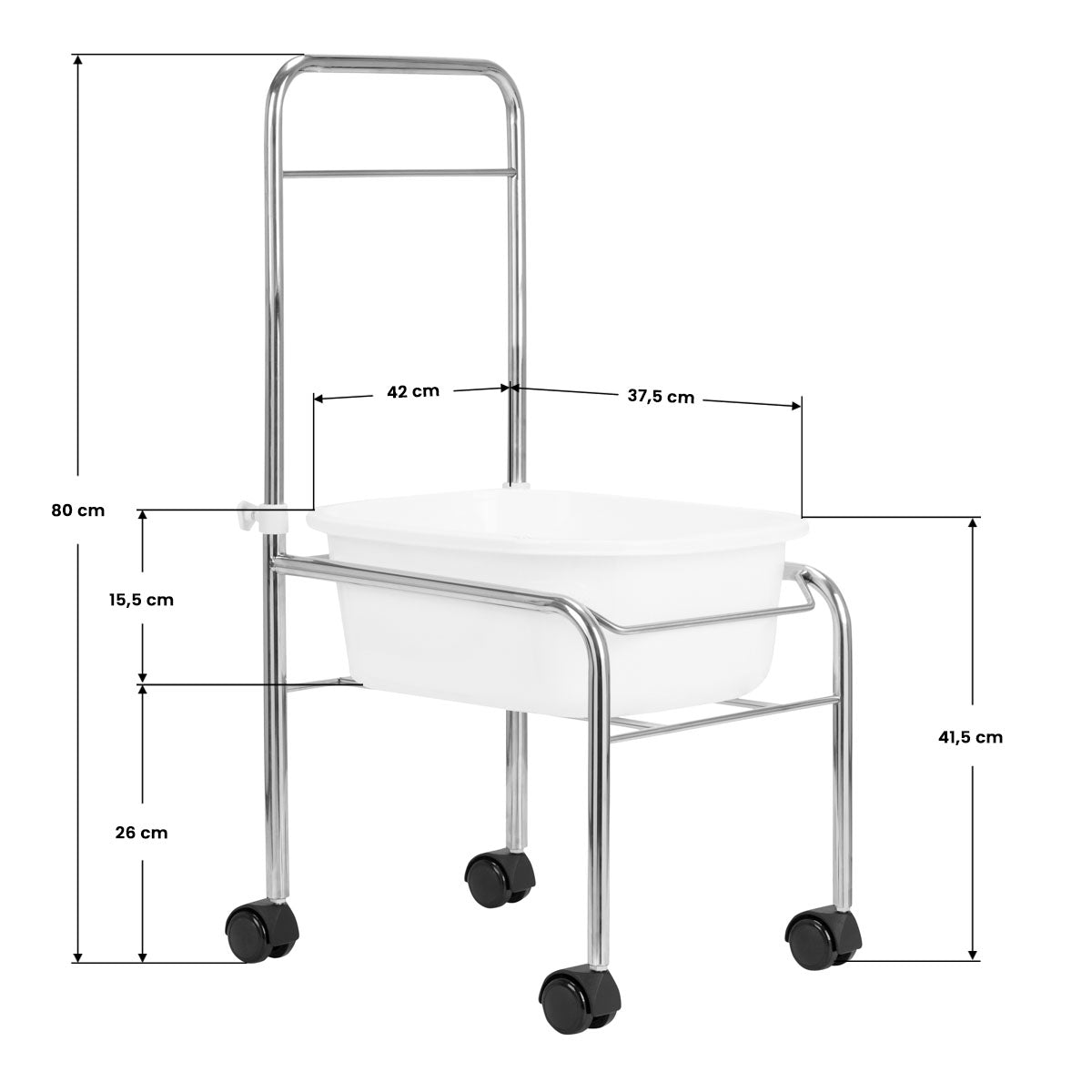 ACTIVESHOP Pedicure tray on wheels, chrome