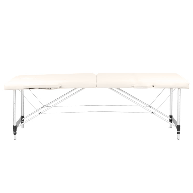 Folding massage table, aluminum comfort, 2-section cream