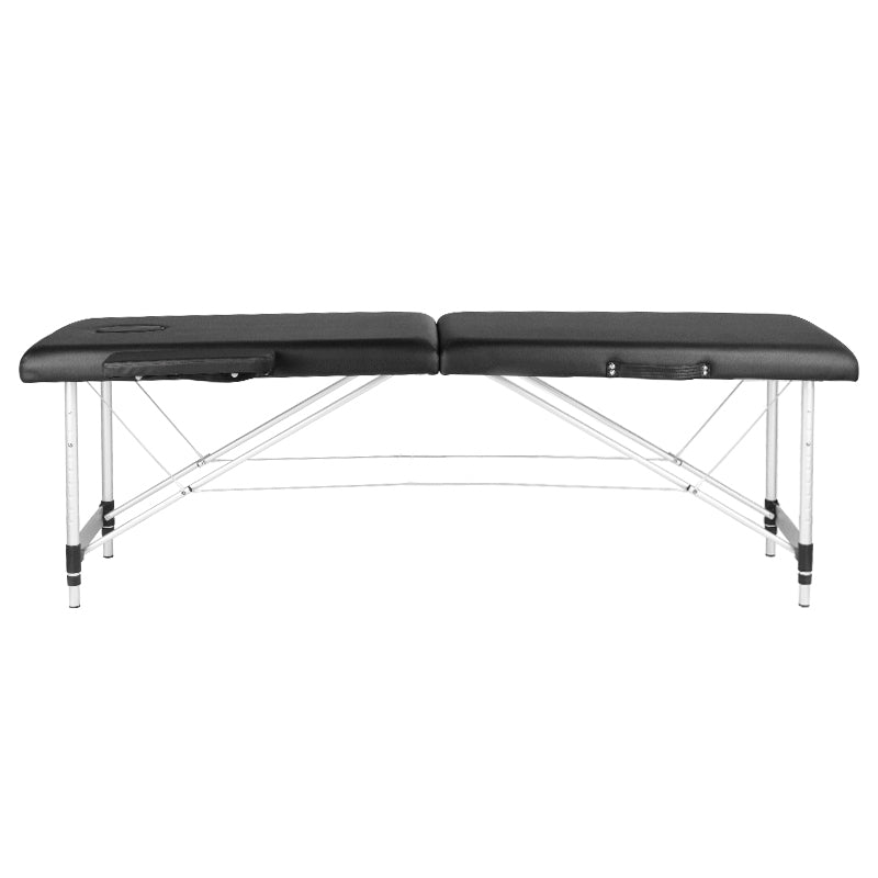 Folding massage table, aluminum, comfort, 2 black segments