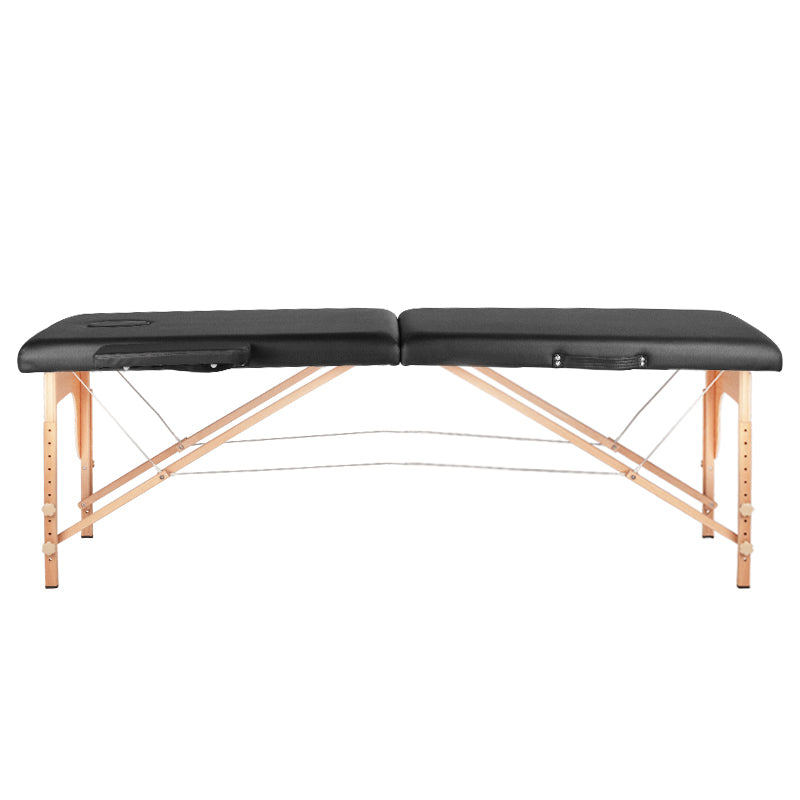 Folding massage table, wood comfort, 2 sections black