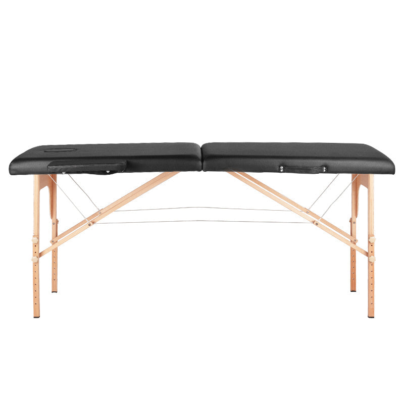 Folding massage table, wood comfort, 2 sections black