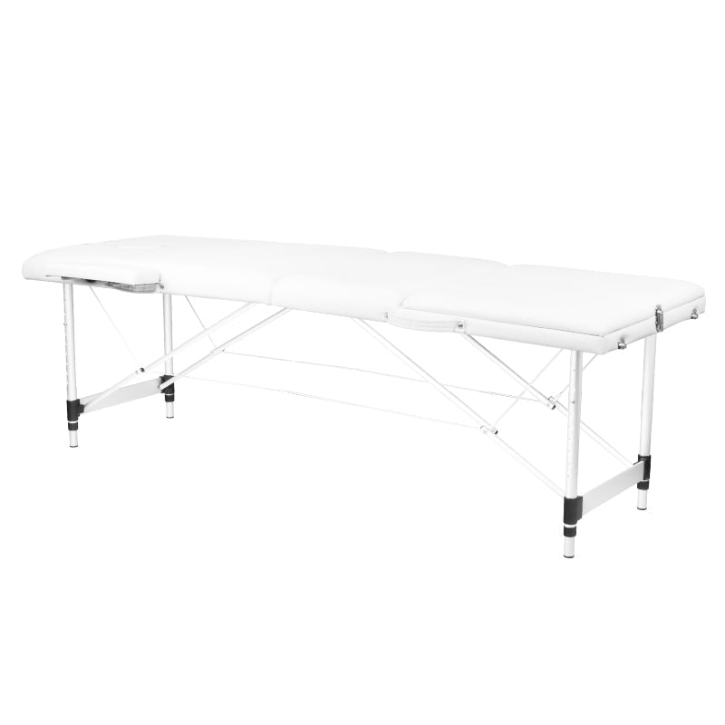 Adjustable 3-Section Aluminum Comfort Massage Table with Eco-Leather - White