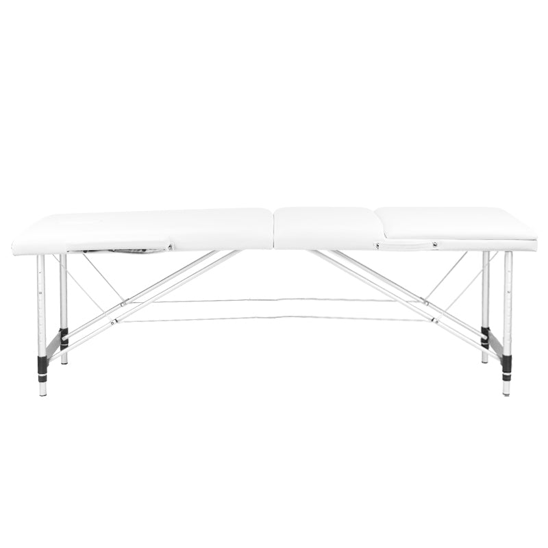 Adjustable 3-Section Aluminum Comfort Massage Table with Eco-Leather - White