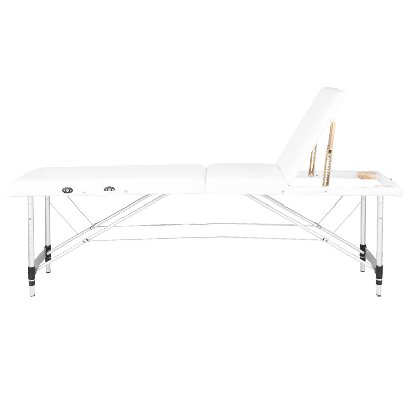 Adjustable 3-Section Aluminum Comfort Massage Table with Eco-Leather - White