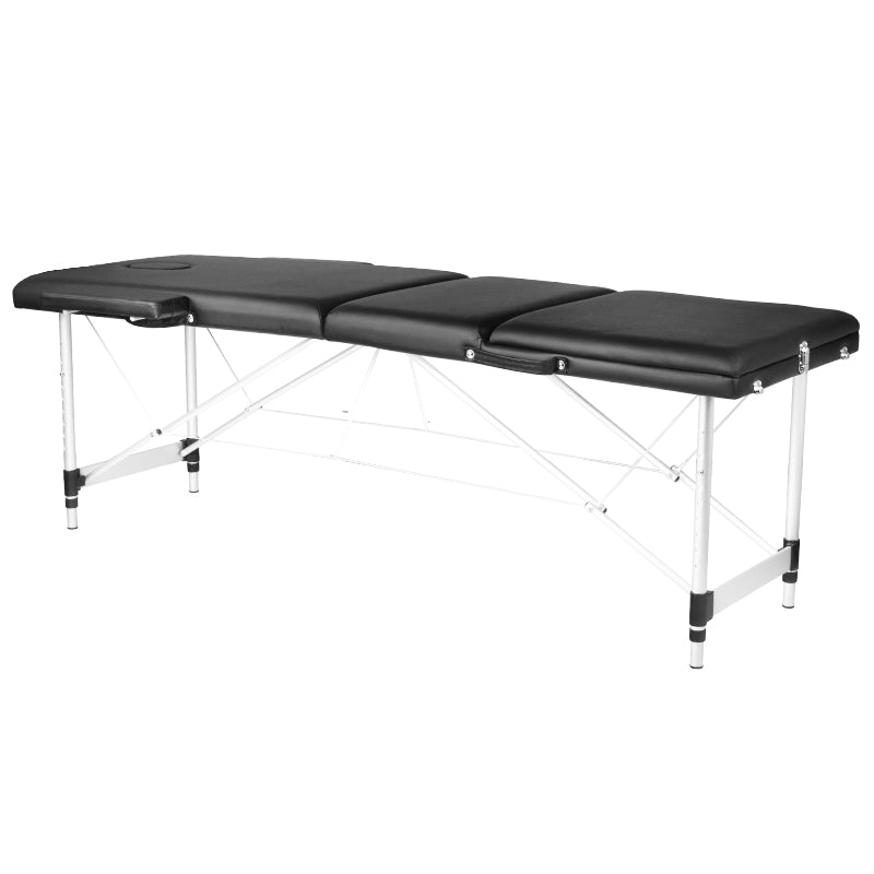 Adjustable 3-Section Black Comfort Massage Table with Aluminum Frame