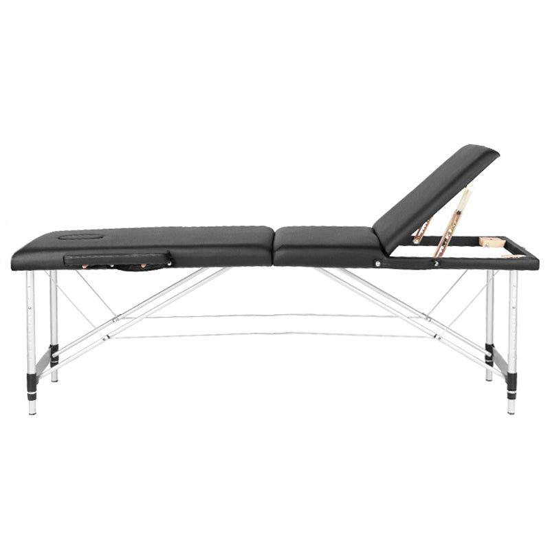 Adjustable 3-Section Black Comfort Massage Table with Aluminum Frame