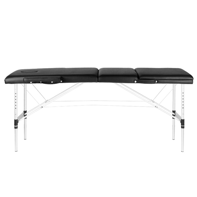 Adjustable 3-Section Black Comfort Massage Table with Aluminum Frame