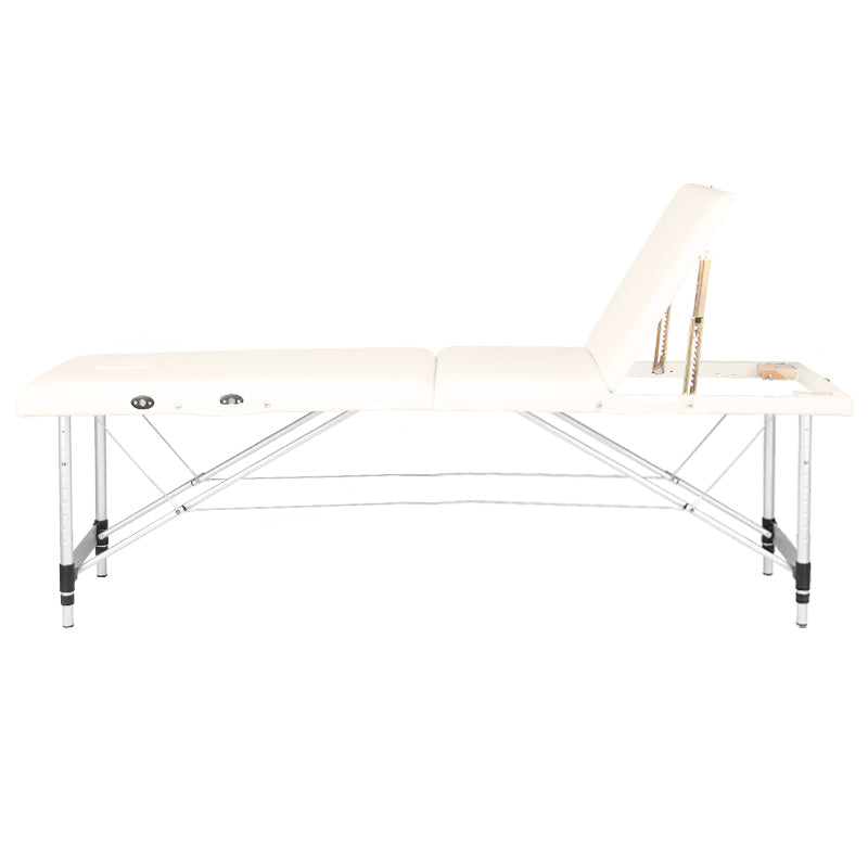 Folding massage table, aluminum comfort, 3-section cream