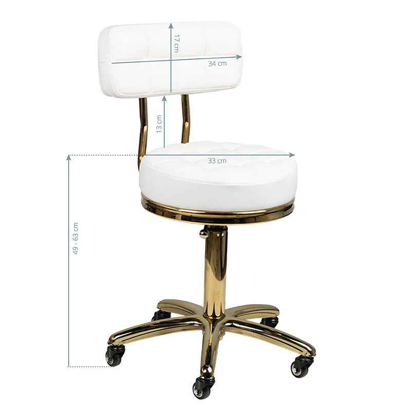 ActiveShop Cosmetic Stool Gold AM-961 White