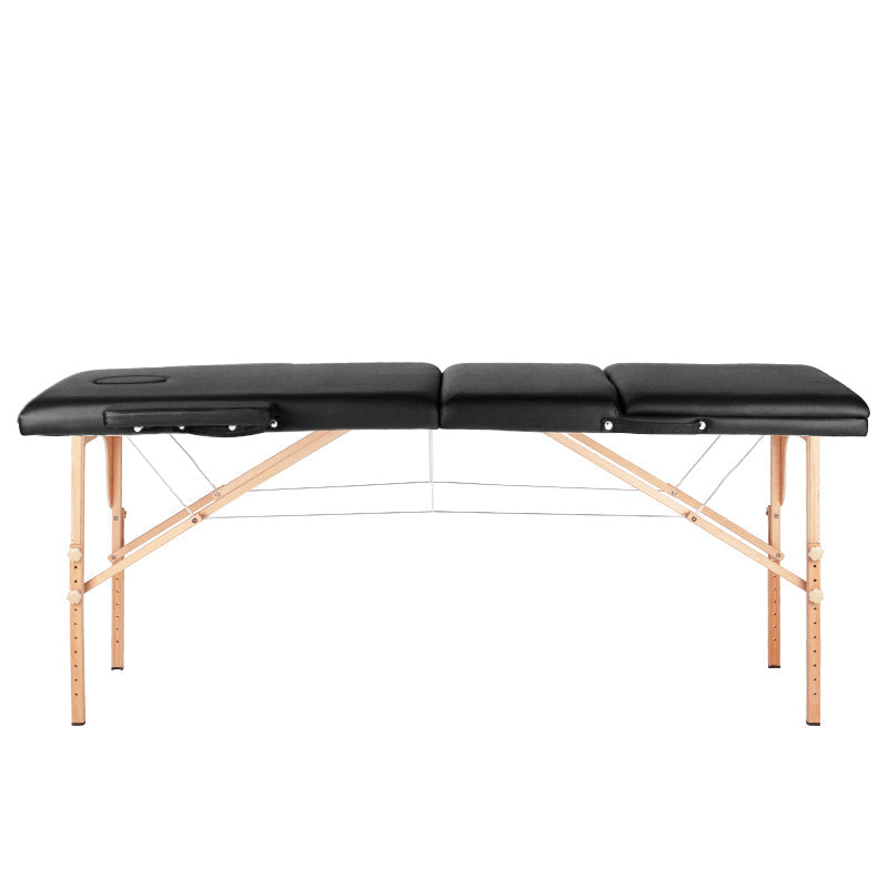 Adjustable 3-Section Black Comfort Massage Table with Wood Frame