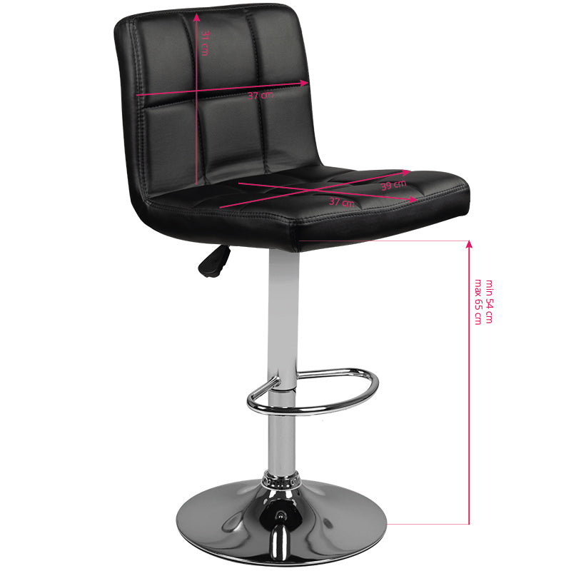 ActiveShop Reception Bar Stool M06 Quilted Adjustable Black