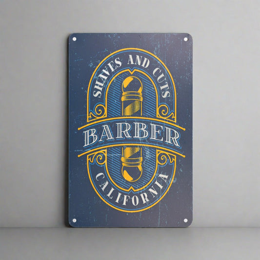 Decorative Plaque for Barber Shop B076 'Shaves & Cuts California'