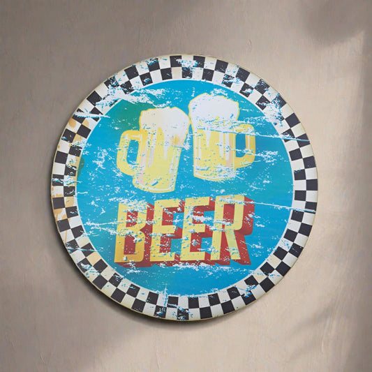 Decorative Plaque for Barber Shop or Tattoo Salon Round 'Beer'