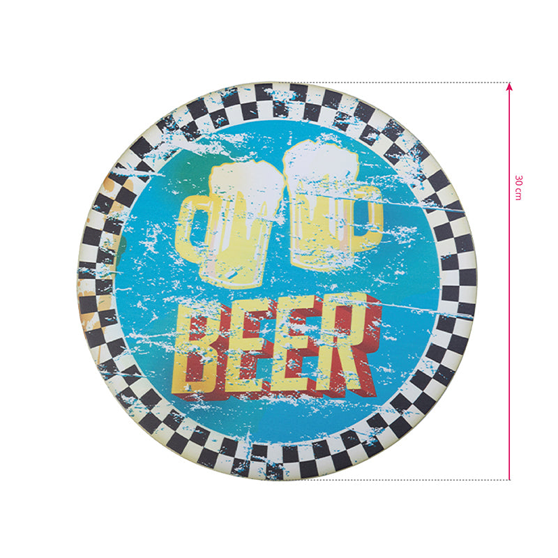 Decorative Plaque for Barber Shop or Tattoo Salon Round 'Beer'