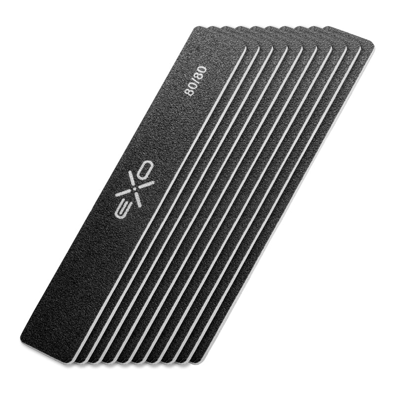 Exo Wide Straight Nail File 80/80 Grit - 10 Pcs Professional Pack