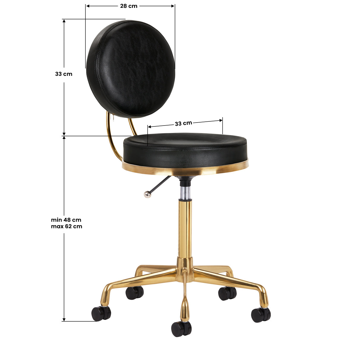 ACTIVESHOP COSMETIC STOOL H5 GOLD BLACK