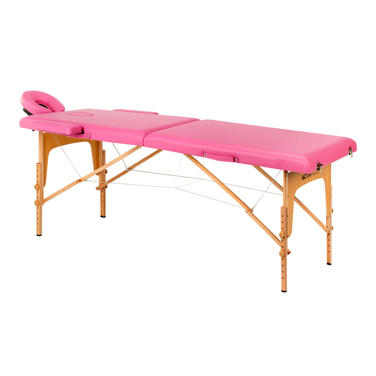 Folding massage table wooden Activ Fizjo comfort 2 segment pink