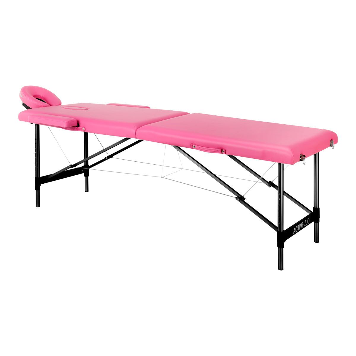 Folding massage table aluminum Activ Fizjo comfort 2 segment pink black aluminum