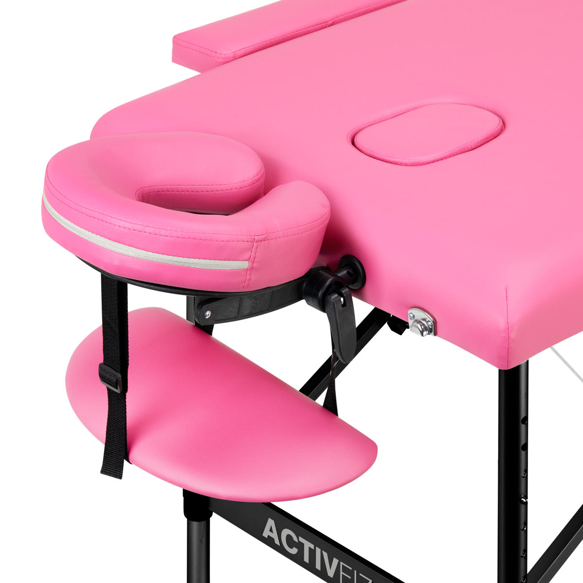 Folding massage table aluminum Activ Fizjo comfort 2 segment pink black aluminum