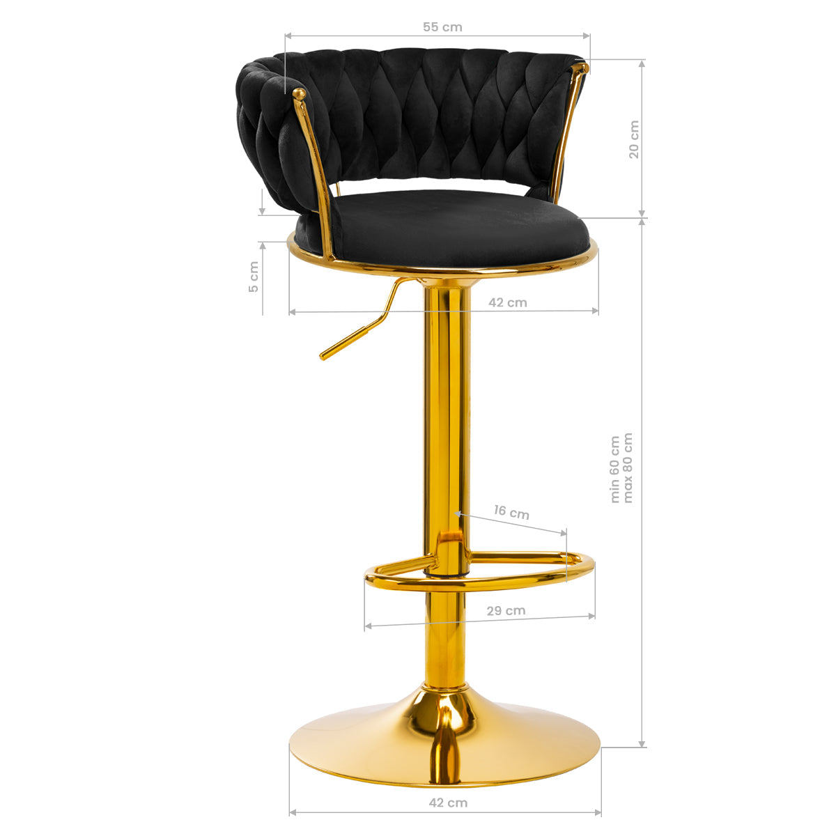 4Rico Bar Hocker QS-B313A Black Velvet