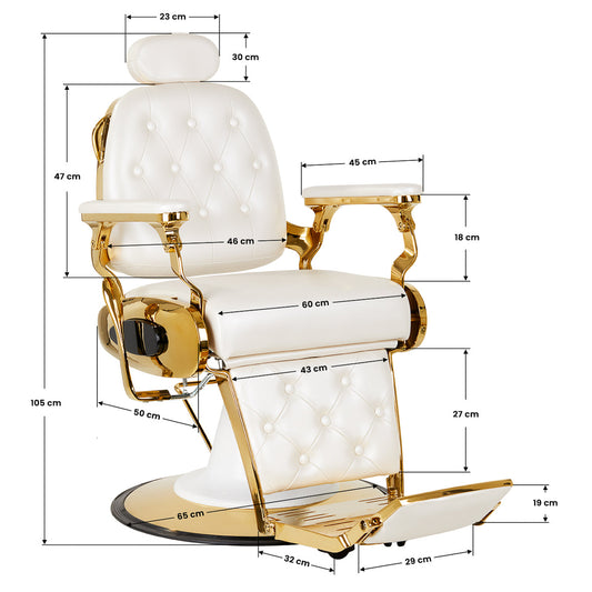 Gabbiano barber chair Francesco Gold white