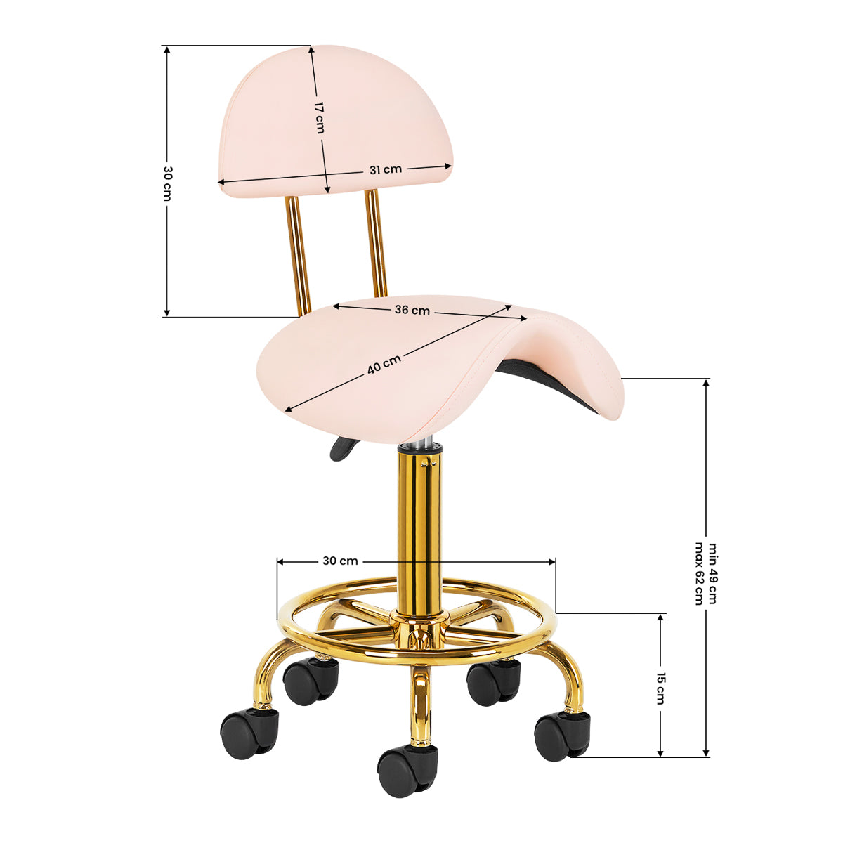 ActiveShop Cosmetic Stool 6001G Pink & Gold